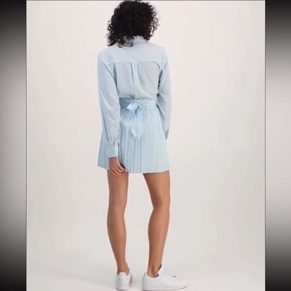 *NWT* And Now This Long Sleeve Pleated Wrap Mini Dress, Sz M, Pastel Blue - Picture 3 of 10